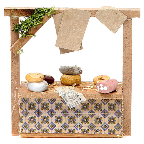 Nativity meat and cheese stall in wax, 10.5x11x4cm 1