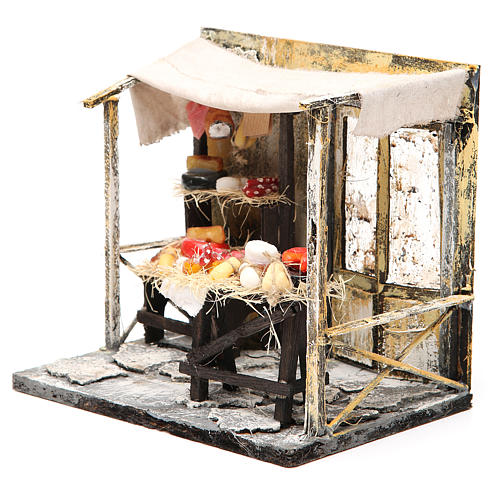Nativity cured meat seller stall in wax, 18x20x14cm 2