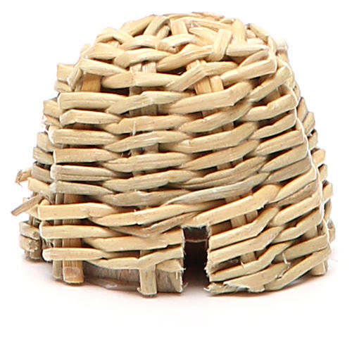 Beehive in wood and wicker for nativity h. 3,5cm 1