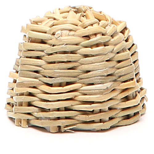 Beehive in wood and wicker for nativity h. 3,5cm 2