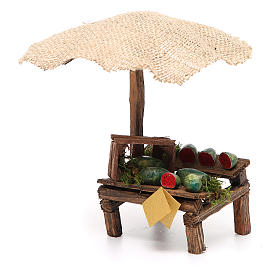 Workshop nativity with beach umbrella, watermelons 16x10x12cm