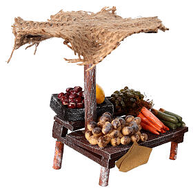 Banco presepe con ombrello verdure presepe 10 cm 12x10x12