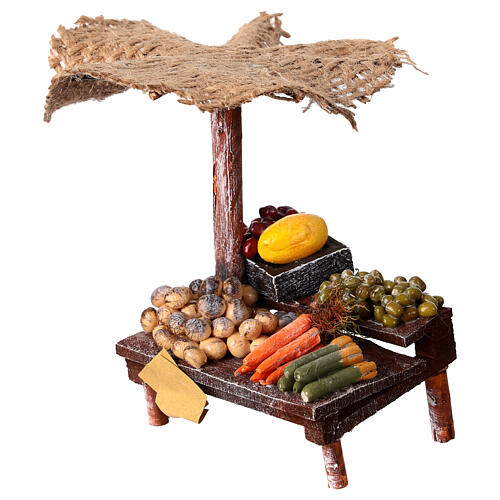 Workshop nativity with beach umbrella, vegetables 12x10x12cm 3