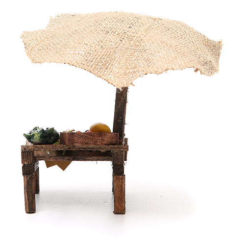 Workshop nativity with beach umbrella, vegetables 16x10x12cm 4