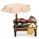 Puesto de mercado para belén con sombrilla, pizza y quesos 12x10x12 cm s1