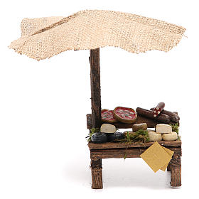 Banc crèche avec parasol et pizza fromages 16x10x12 cm