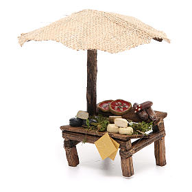 Banc crèche avec parasol et pizza fromages 16x10x12 cm