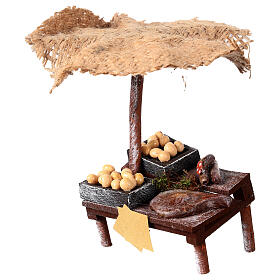 Banc charcuterie et oeufs crèche avec parasol 16x10x12 cm