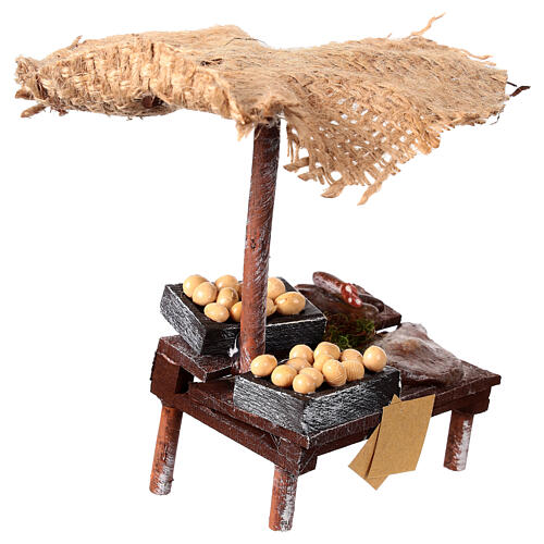 Banchetto salumi uova presepe 12 cm con ombrello 16x10x12 cm 3