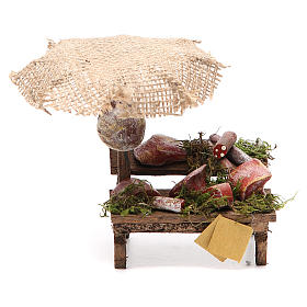 Workshop nativity with beach umbrella, cured meats 12x10x12cm