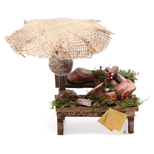 Workshop nativity with beach umbrella, cured meats 12x10x12cm 1