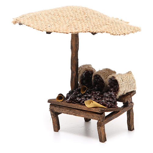Workshop nativity with beach umbrella, chestnuts 16x10x12cm 2