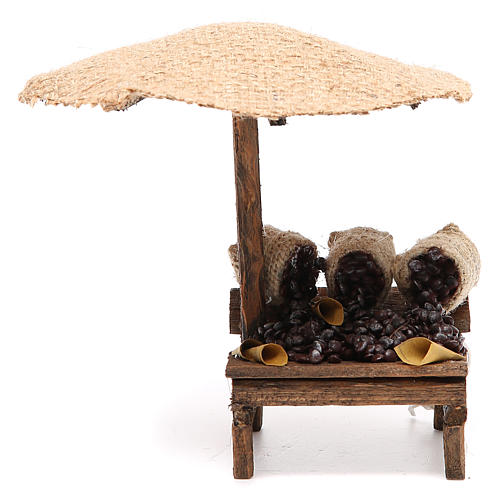Loja de presépio com chapéu-de-sol castanhas 16x10x12 cm 1