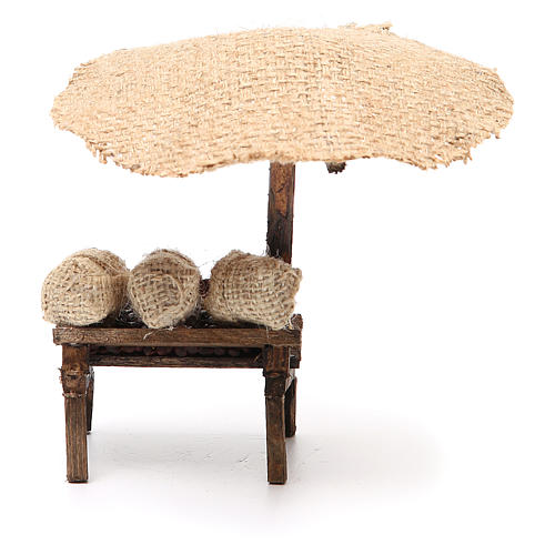 Loja de presépio com chapéu-de-sol castanhas 16x10x12 cm 4