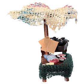 Negozio con ombrello pesce cozze 12x10x12 presepe 10 cm