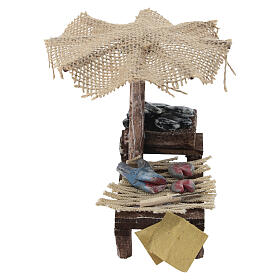 Workshop nativity with beach umbrella, fish and mussels 12x10x12cm