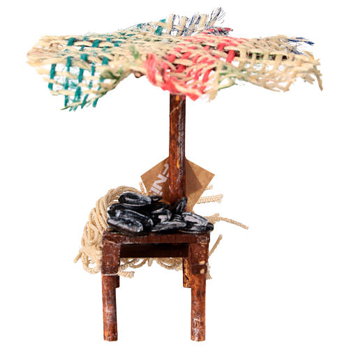 Bottega presepe ombrello pesce cozze presepe 12 cm 16x10x12 5