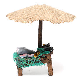 Stoisko z parasolem z rybami i małżami 16x10x12cm