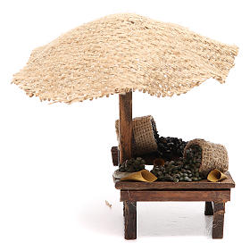 Magasin crèche avec parasol et olives 16x10x12 cm