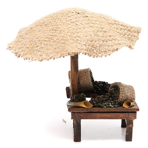 Workshop nativity with beach umbrella, olives 16x10x12cm 1