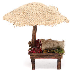 Banchetto con ombrello peperoncini 16x10x12 presepe 12 cm
