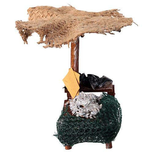 Banc de marché crèche avec parasol sardines moules 12x10x12 cm 1