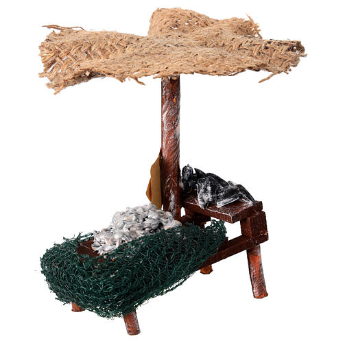 Banco presepe ombrello sardine cozze 12x10x12 presepe 10 cm 3