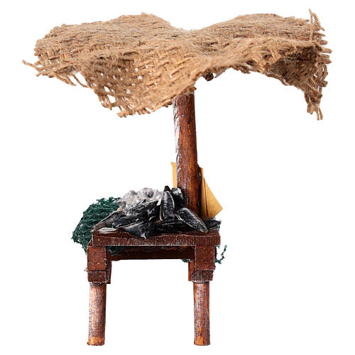 Banco presepe ombrello sardine cozze 12x10x12 presepe 10 cm 4