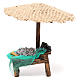 Banc de marché crèche avec parasol sardines et moules 16x10x12 cm s1