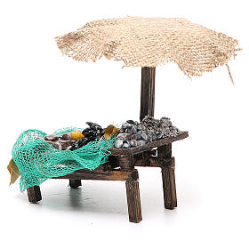 Workshop nativity with beach umbrella, mussels and clams 12x10x12cm