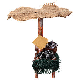 Banc de marché crèche avec parasol moules et palourdes 16x10x12 cm