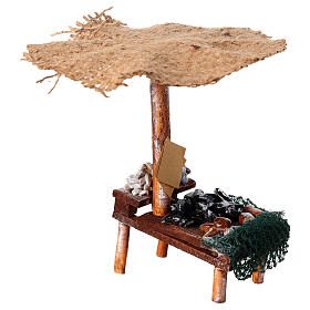 Banc de marché crèche avec parasol moules et palourdes 16x10x12 cm