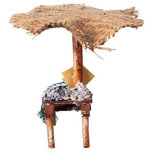 Banc de marché crèche avec parasol moules et palourdes 16x10x12 cm 4