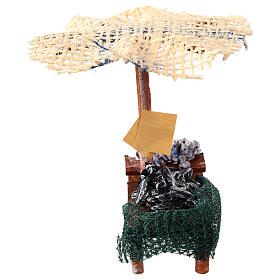 Banc de marché crèche moules et palourdes avec parasol 16x10x12 cm