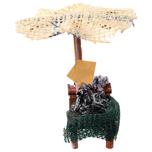Banco presepe cozze vongole con ombrello 16x10x12 presepe 12 cm 1