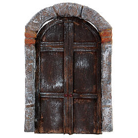 Portón de arco de madera para belén 22x14 cm