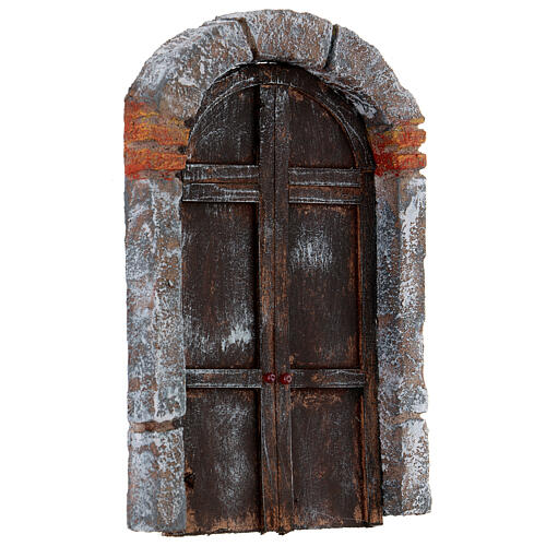 Drzwi wejściowe łukowe z drewna do szopki 22x14 cm 2