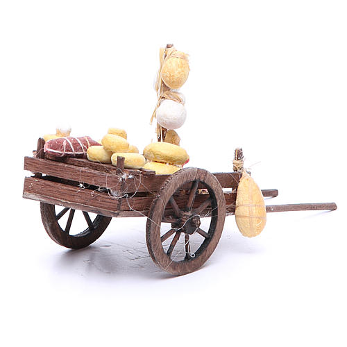 Cart with fruit for Neapolitan Nativity, measuring 9x15x6cm 3