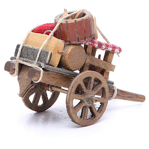 Cart of the evicted for Neapolitan Nativity, measuring 9x12x7cm 3