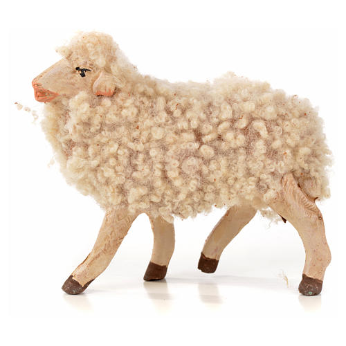 Conjunto 3 ovelhas com lã para presépio napolitano com figuras 14 cm altura média 2