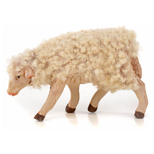 Conjunto 3 ovelhas com lã para presépio napolitano com figuras 14 cm altura média 3