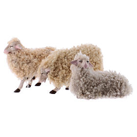 Komplet 3 owce z wełną 18 cm szopka neapolitańska