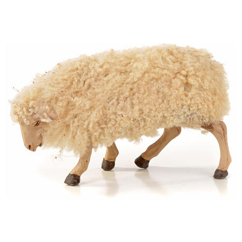 Conjunto 3 ovelhas com lã para presépio napolitano com figuras 22 cm altura média 3