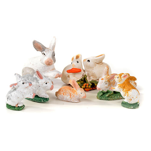 Kit conejos 7 piezas 8 - 10 cm. belén Napolitano 1
