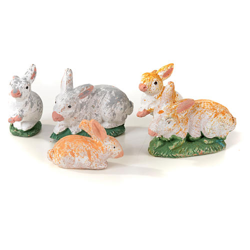 Kit di conigli 7 pz 8-10 cm presepe napoletano 3