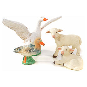Belén napolitano: Ganso Pato 2 corderos 10 - 12 cm. belén Napolitano