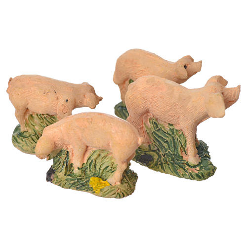 Nativity figurine, resin pigs, 4 pieces 10cm 2