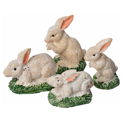 Nativity figurine, resin rabbits, 4 pieces 10cm 1