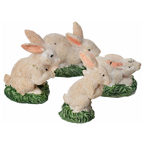 Nativity figurine, resin rabbits, 4 pieces 10cm 2