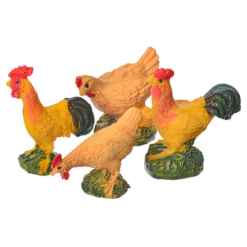 Nativity figurine, cocks and hens, 4 pieces 10cm 1